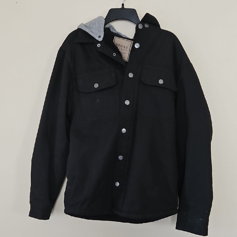 Jachs New York Black Hooded Coat Size‎ Medium